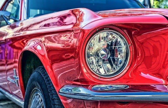 Classic car Ford Mustang headlight