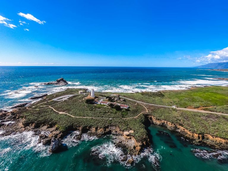 Piedras Blancas Lighthouse from the air
