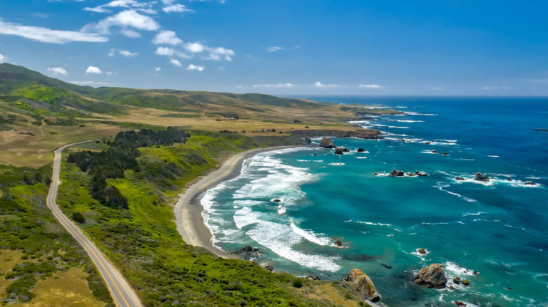 Highway 1 aerial view near San Simeon